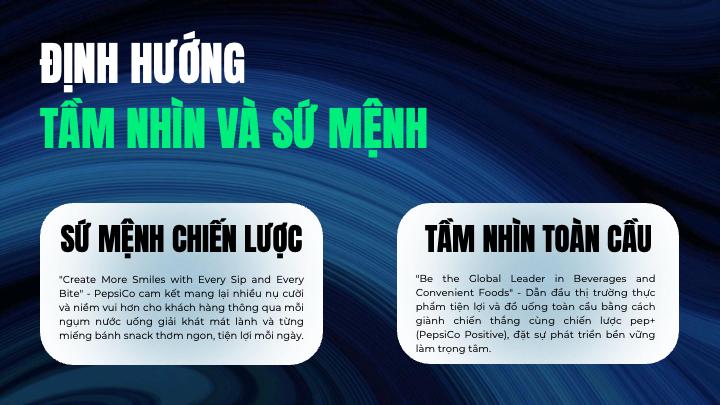 slide tầm nhìn và sứ mệnh chiến lược của pepsico