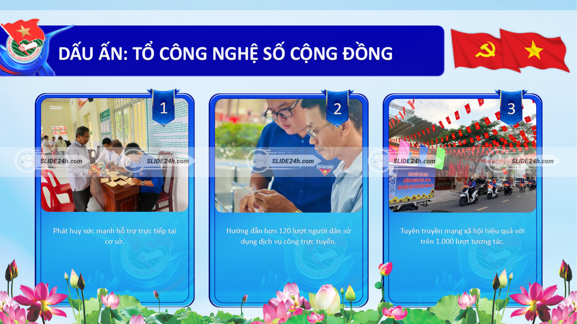 Slide tổ công nghệ số cộng đồng hỗ trợ người dân sử dụng dịch vụ công trực tuyến và tiện ích số.