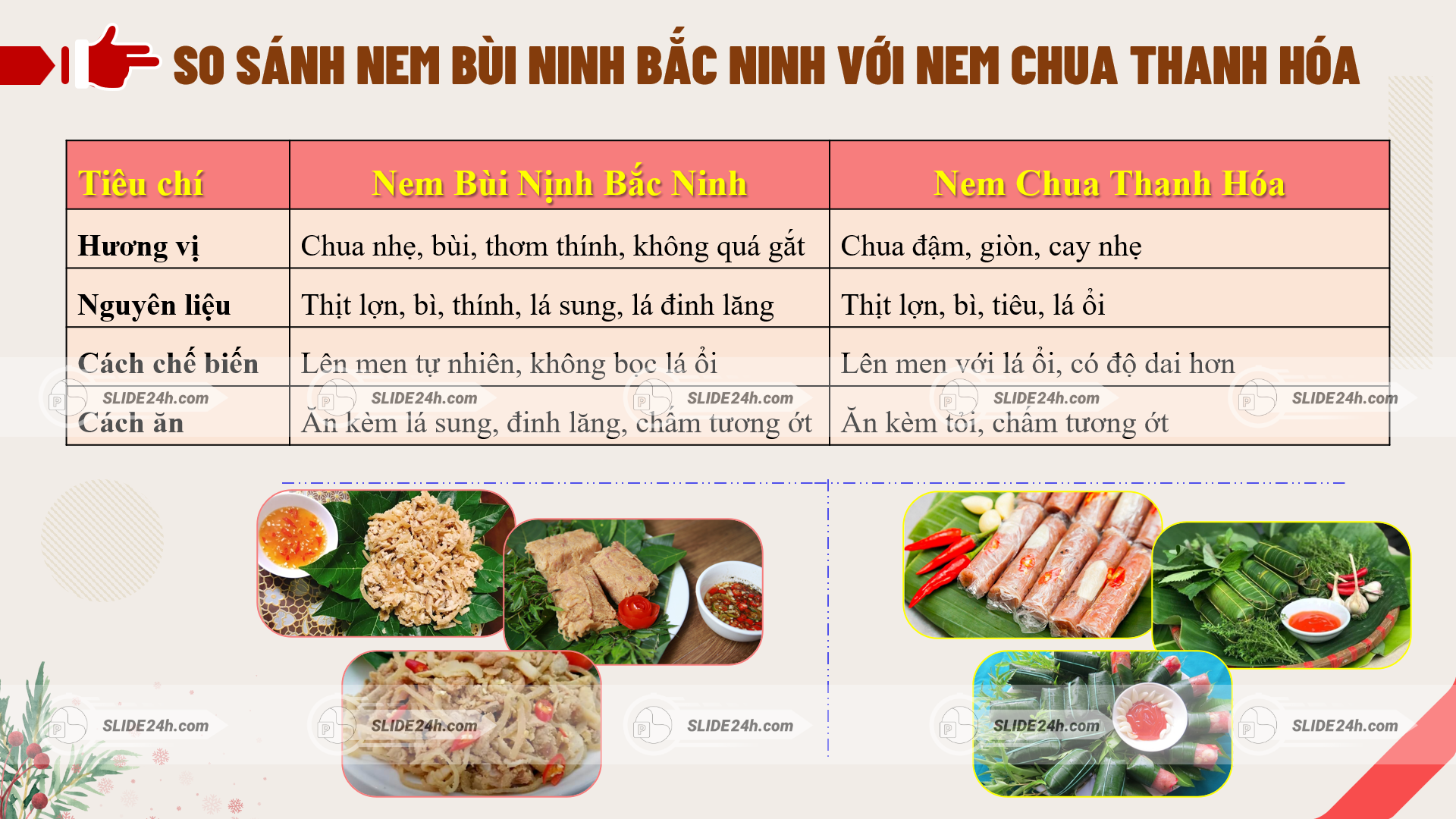 So sánh nem bùi ninh và nem chua
