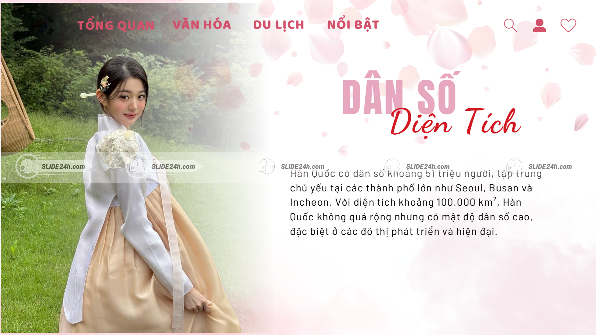 Thông tin về diện tích, dân số và mức độ tập trung dân cư tại các đô thị lớn của Hàn Quốc.