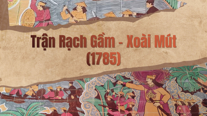 tiêu đề trận rạch gầm xoài mút 1785 nền tranh đông hồ