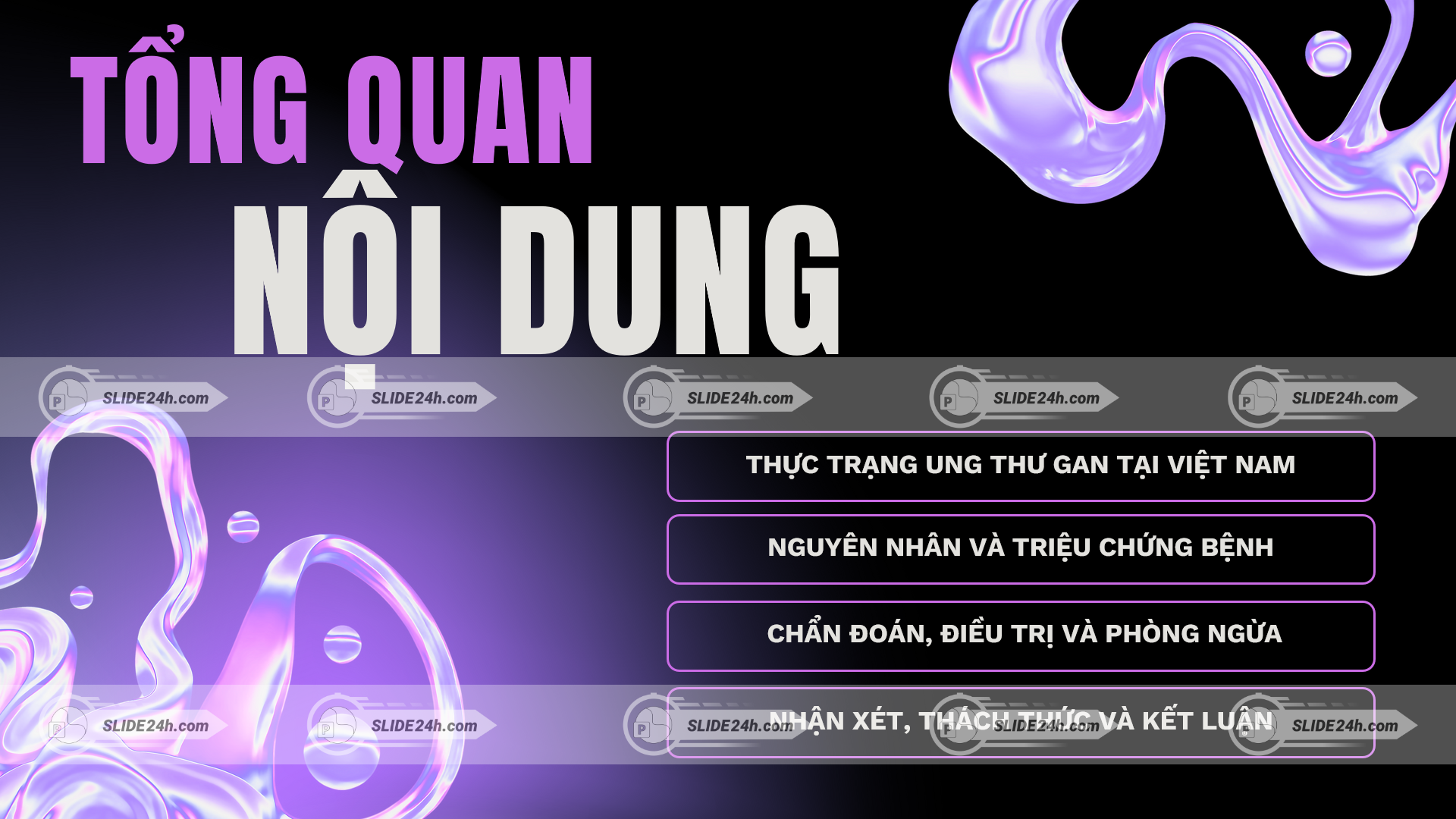 tổng quan nội dung bài thuyết trình ung thư gan với các mục chính về thực trạng nguyên nhân và điều trị