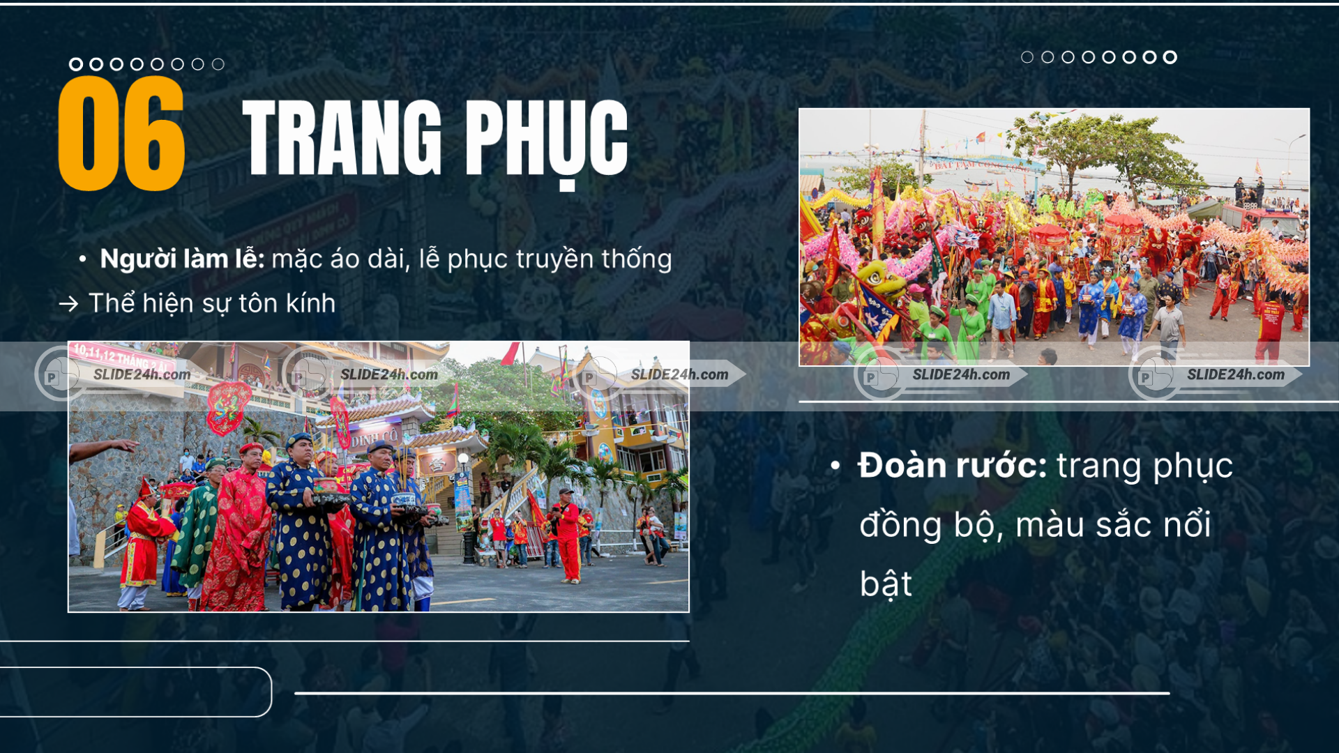 Trang phục truyền thống và đoàn rước trong Lễ hội Dinh Cô thể hiện nét văn hóa dân gian đặc trưng của Long Hải.