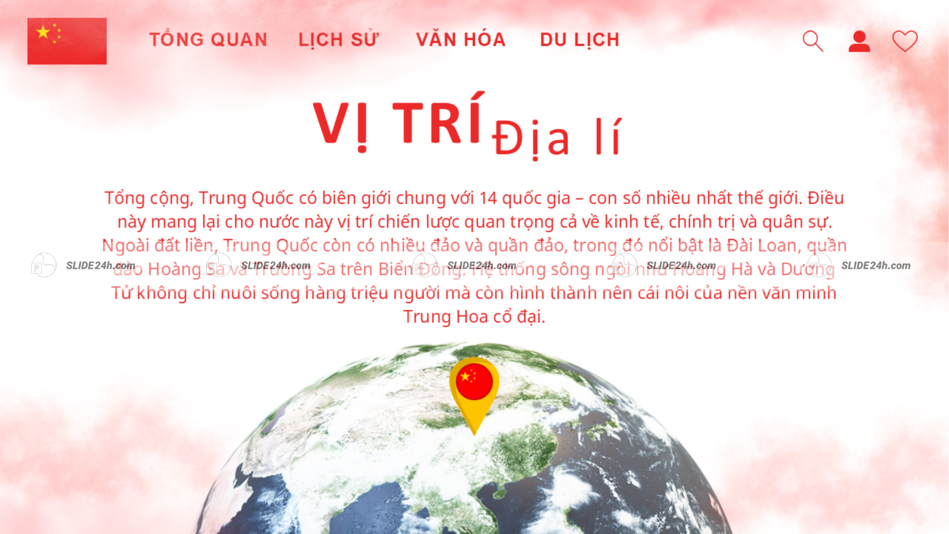 Trình bày vị trí địa lý của Trung Quốc với diện tích lớn, tiếp giáp nhiều quốc gia