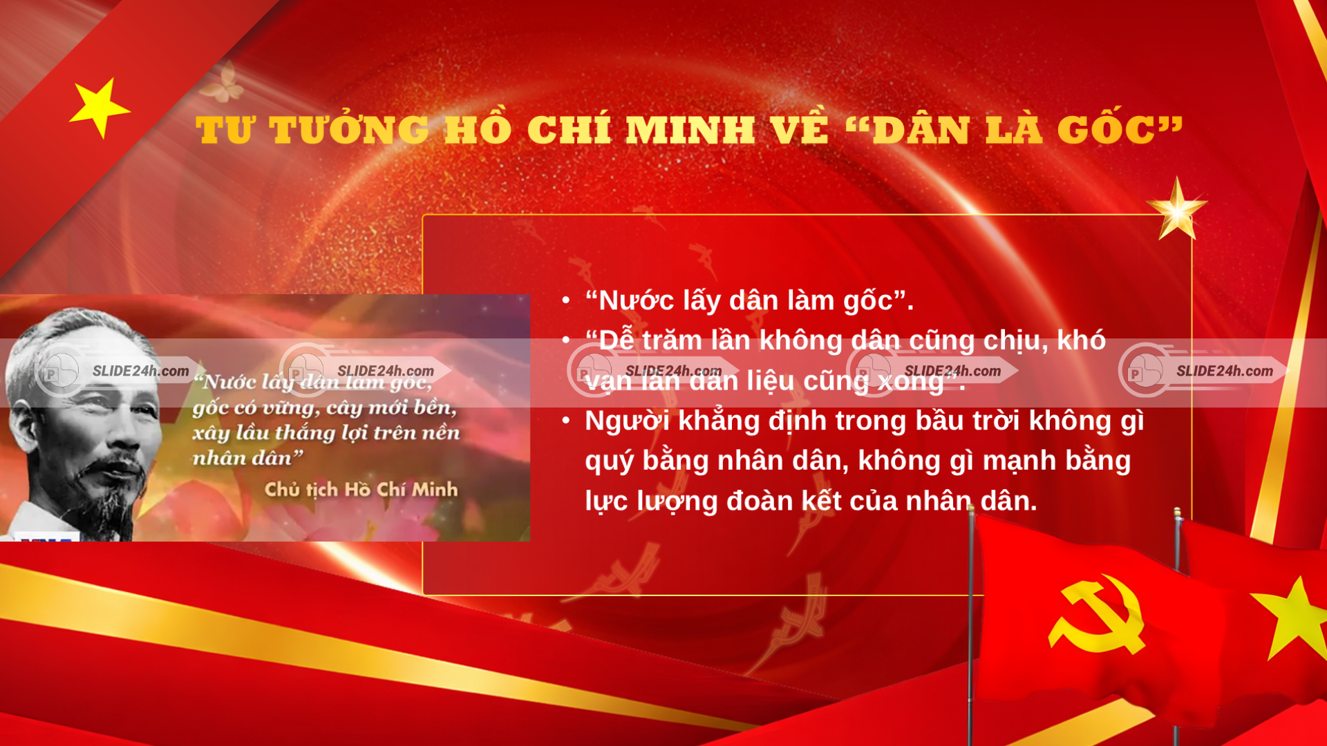 Tư tưởng Hồ Chí Minh về dân là gốc và sức mạnh đoàn kết của nhân dân.