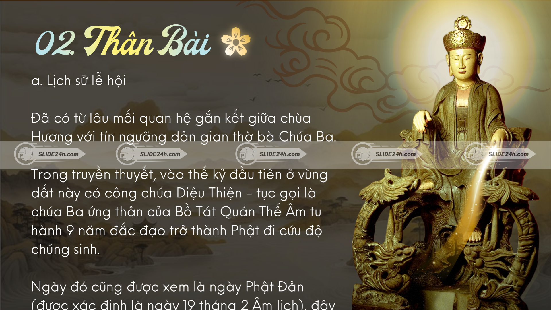 tượng bà chúa ba hiện thân bồ tát quan thế âm tại chùa hương