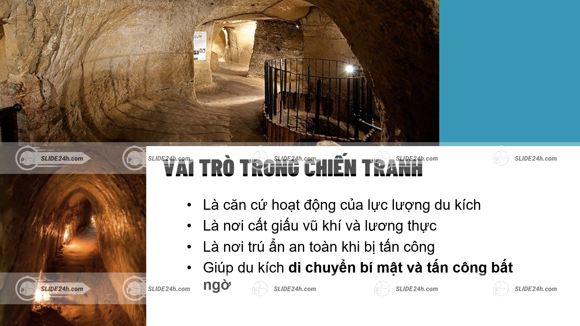 vai trò của địa đạo củ chi trong chiến tranh là căn cứ hoạt động nơi trú ẩn và lưu trữ vũ khí giúp du kích di chuyển bí mật