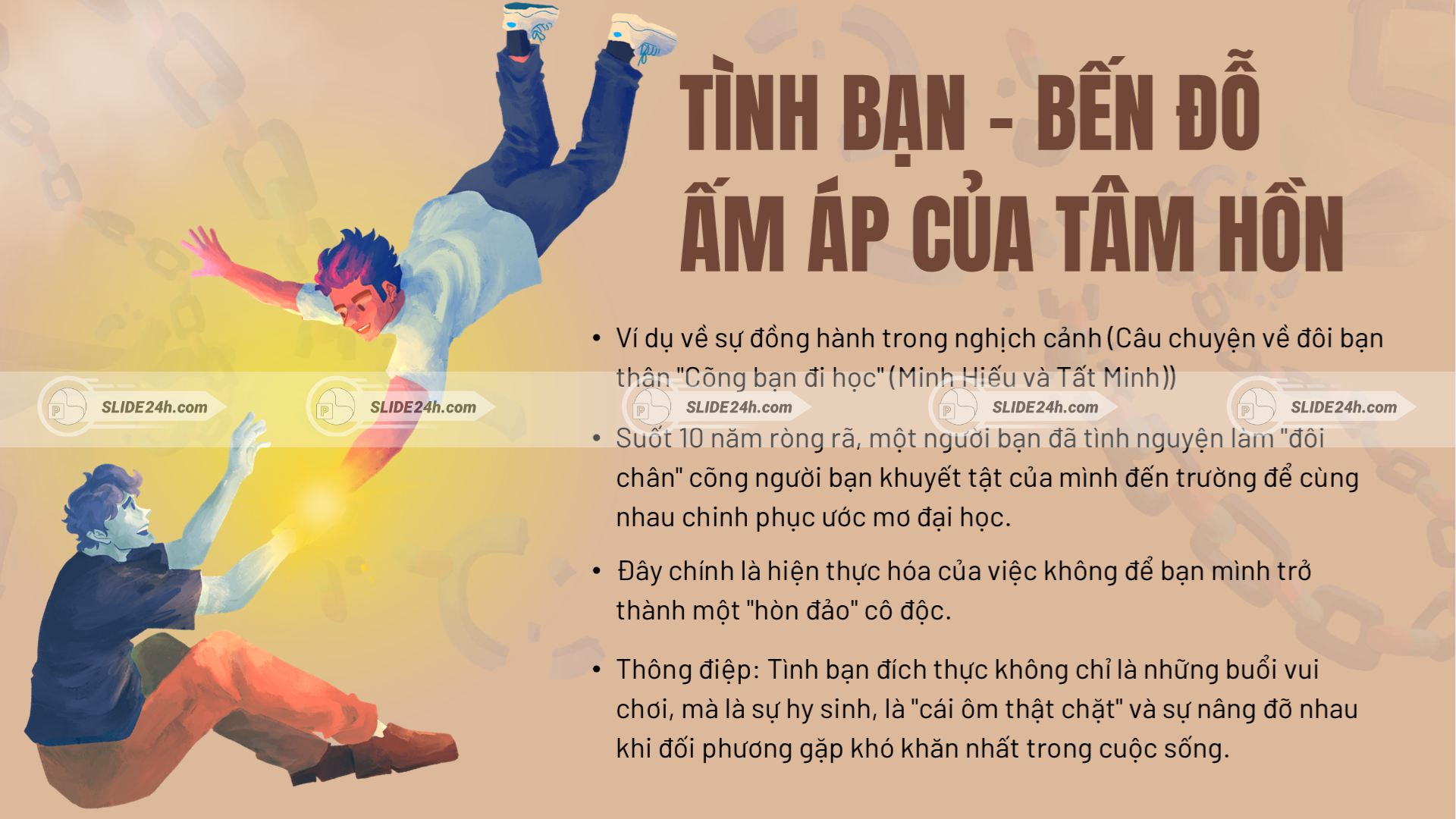 Vai trò của tình bạn như sự đồng hành, lắng nghe.