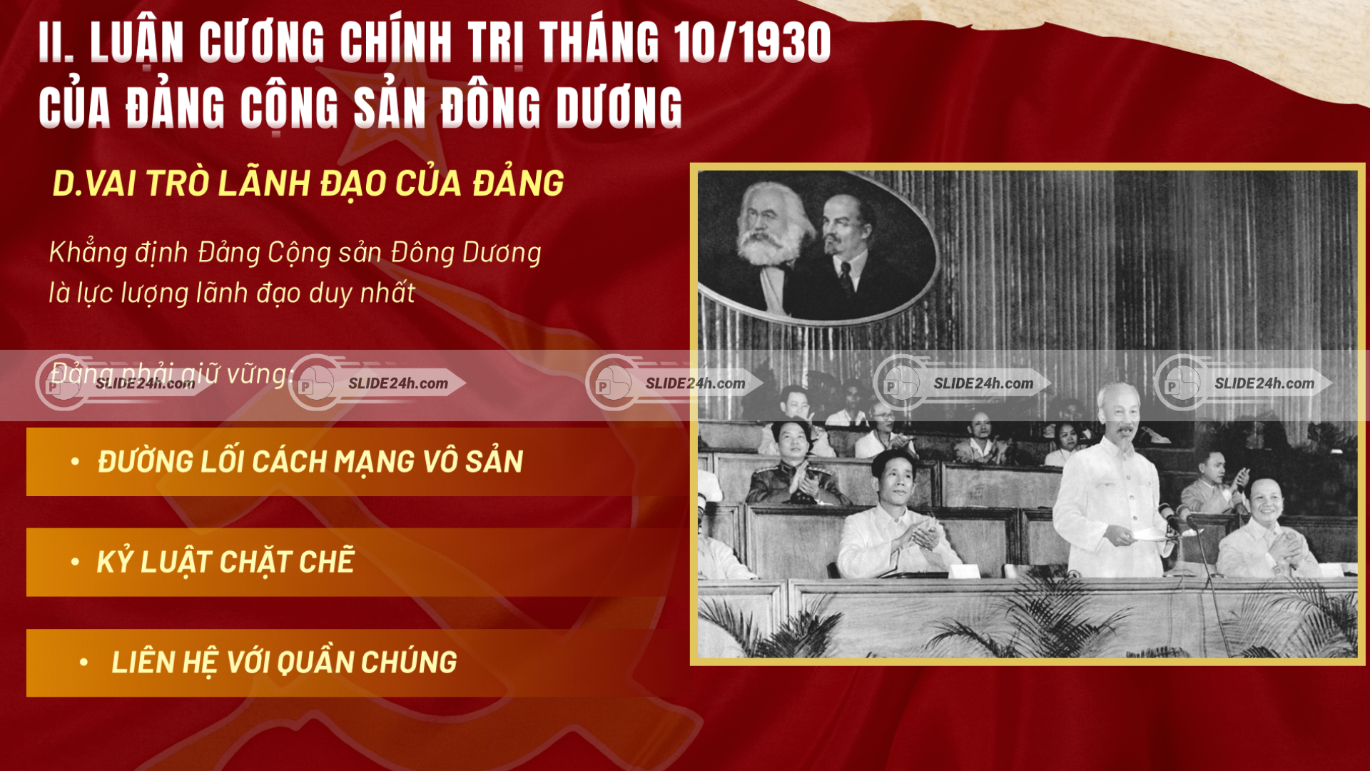 Vai trò lãnh đạo của Đảng trong Luận cương chính trị tháng 10 năm 1930.