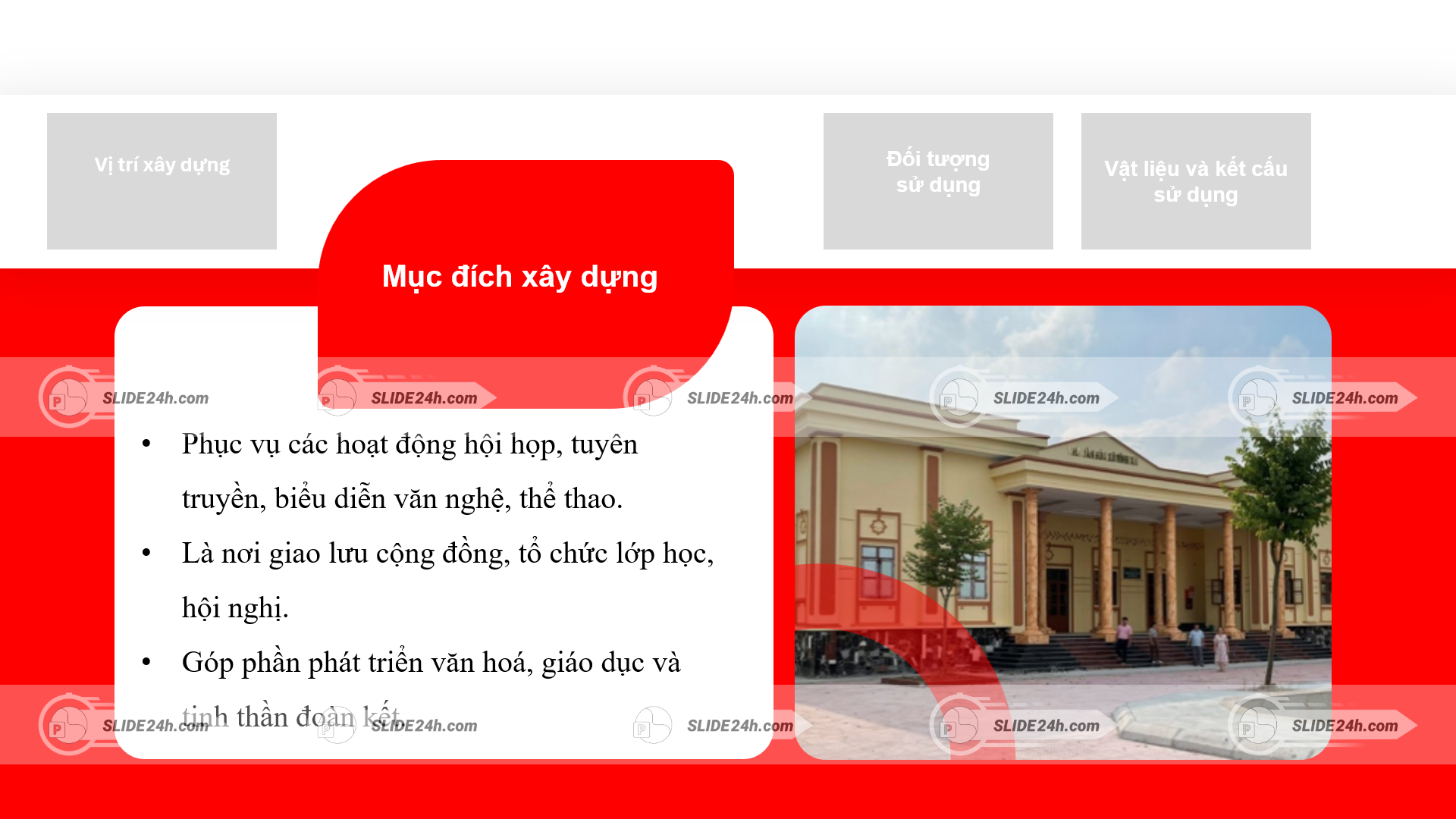 Vai trò và mục đích xây dựng nhà văn hóa xã.