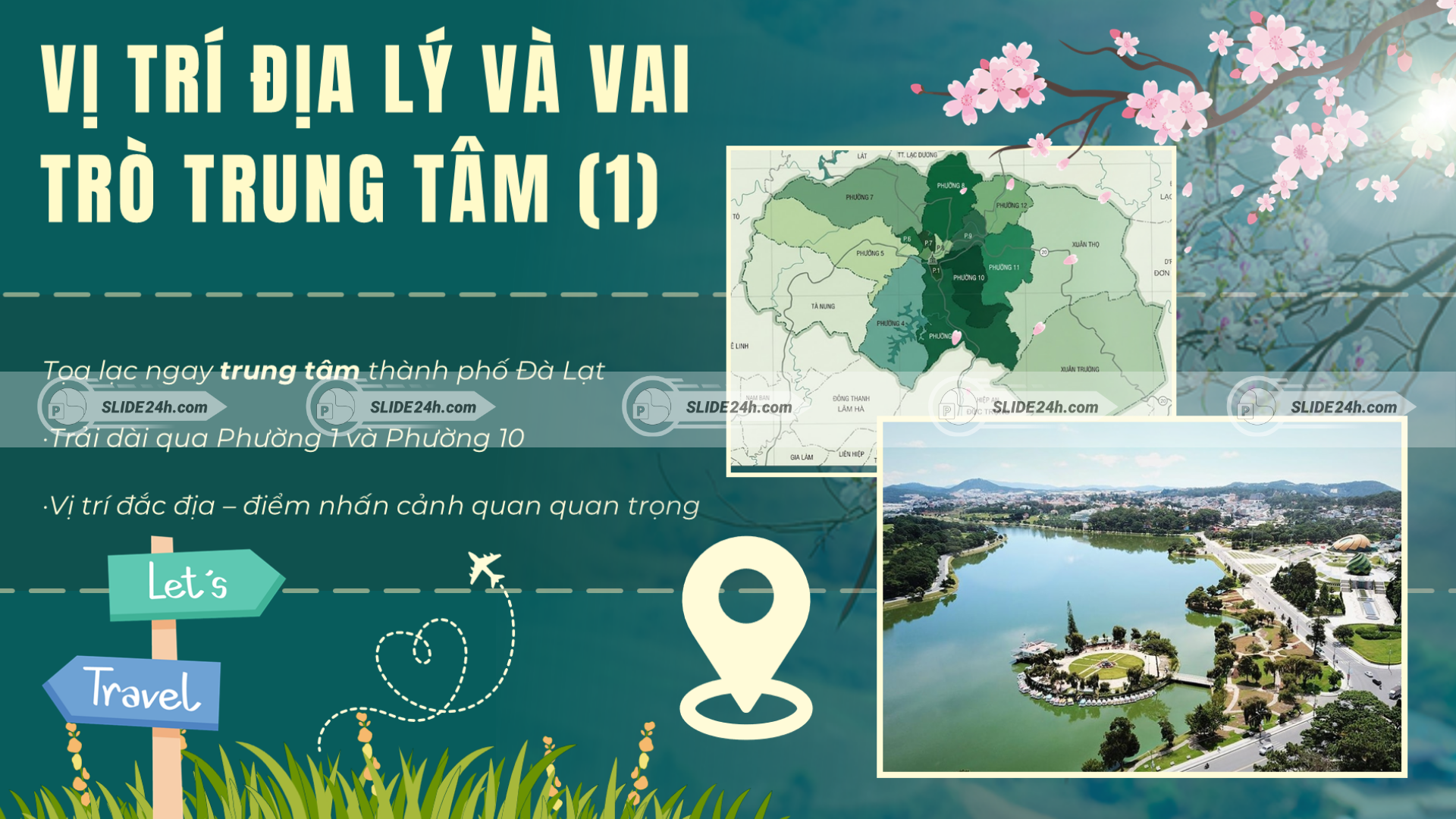 Vị trí địa lý và vai trò trung tâm của Hồ Xuân Hương trong không gian đô thị Đà Lạt.