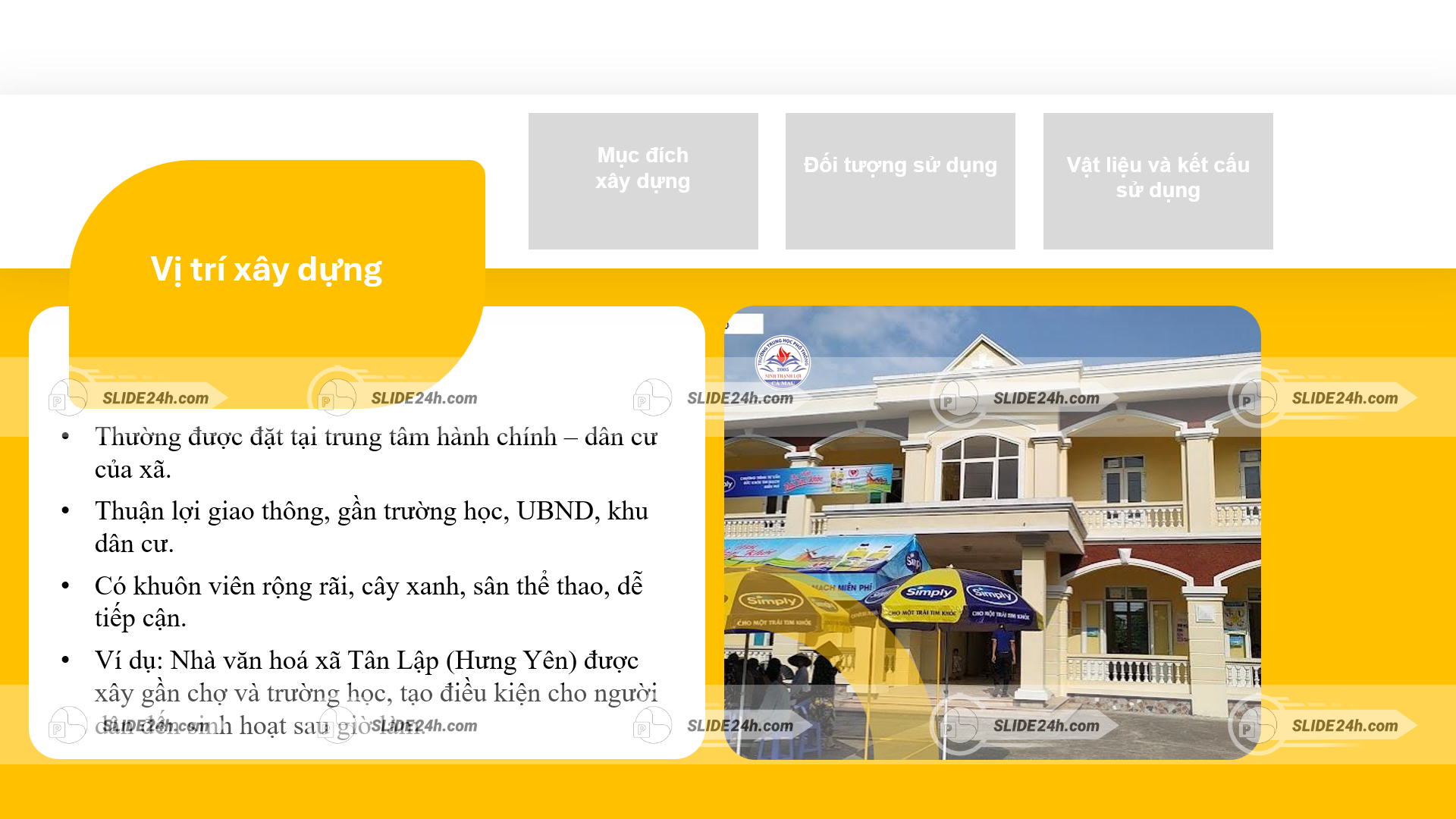 Vị trí xây dựng nhà văn hóa xã.
