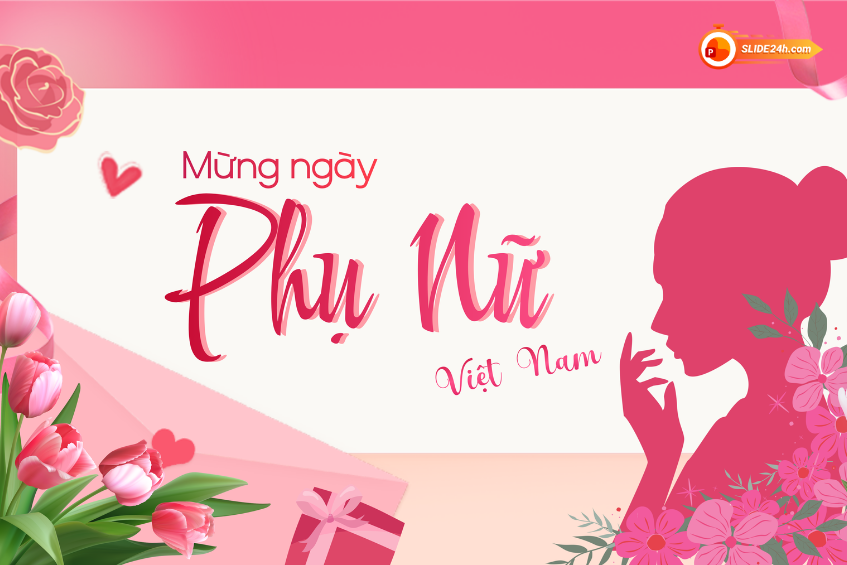 Video intro chào mừng Ngày Phụ Nữ Việt Nam với hoa hồng, trái tim và bóng dáng phụ nữ.