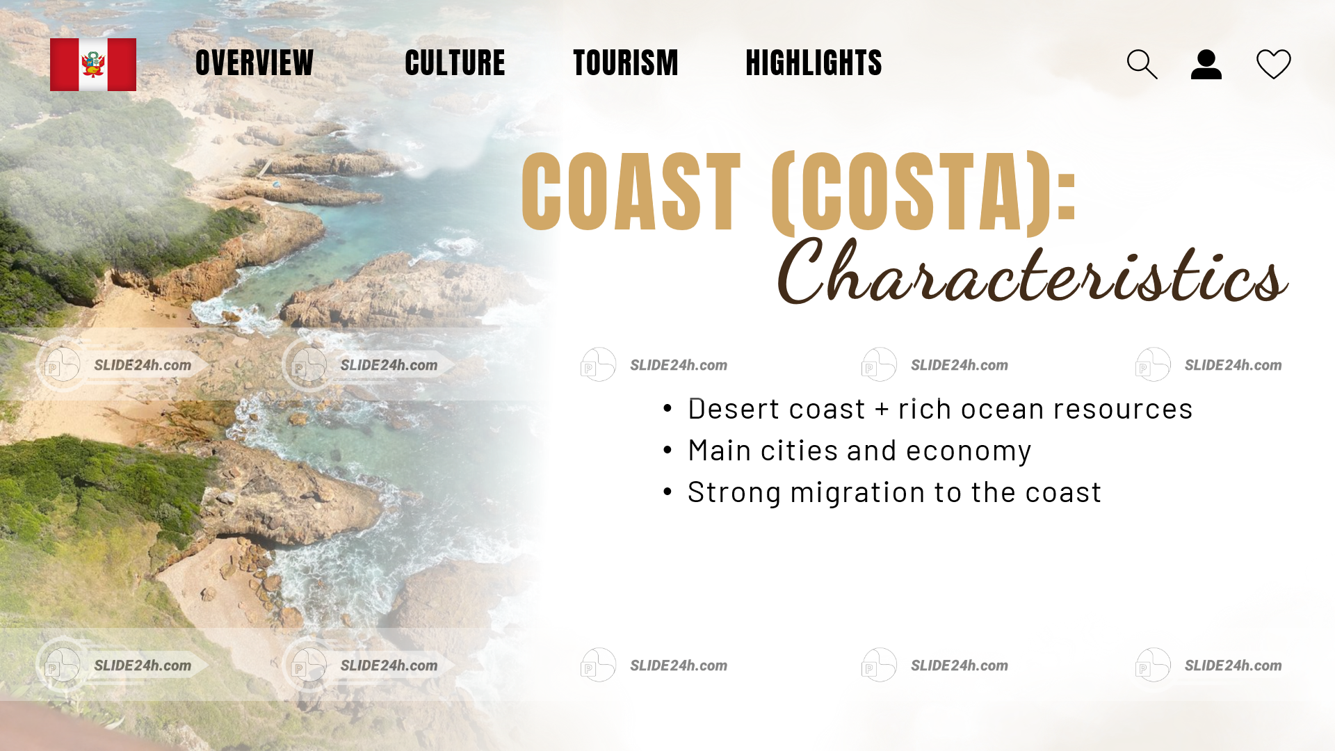 Vùng ven biển Costa ở Peru