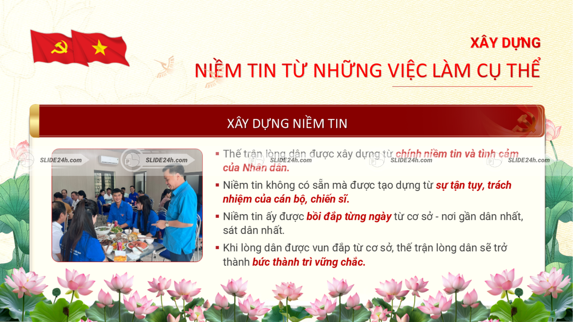Xây dựng thế trận lòng dân thông qua việc củng cố niềm tin của Nhân dân từ những việc làm cụ thể.