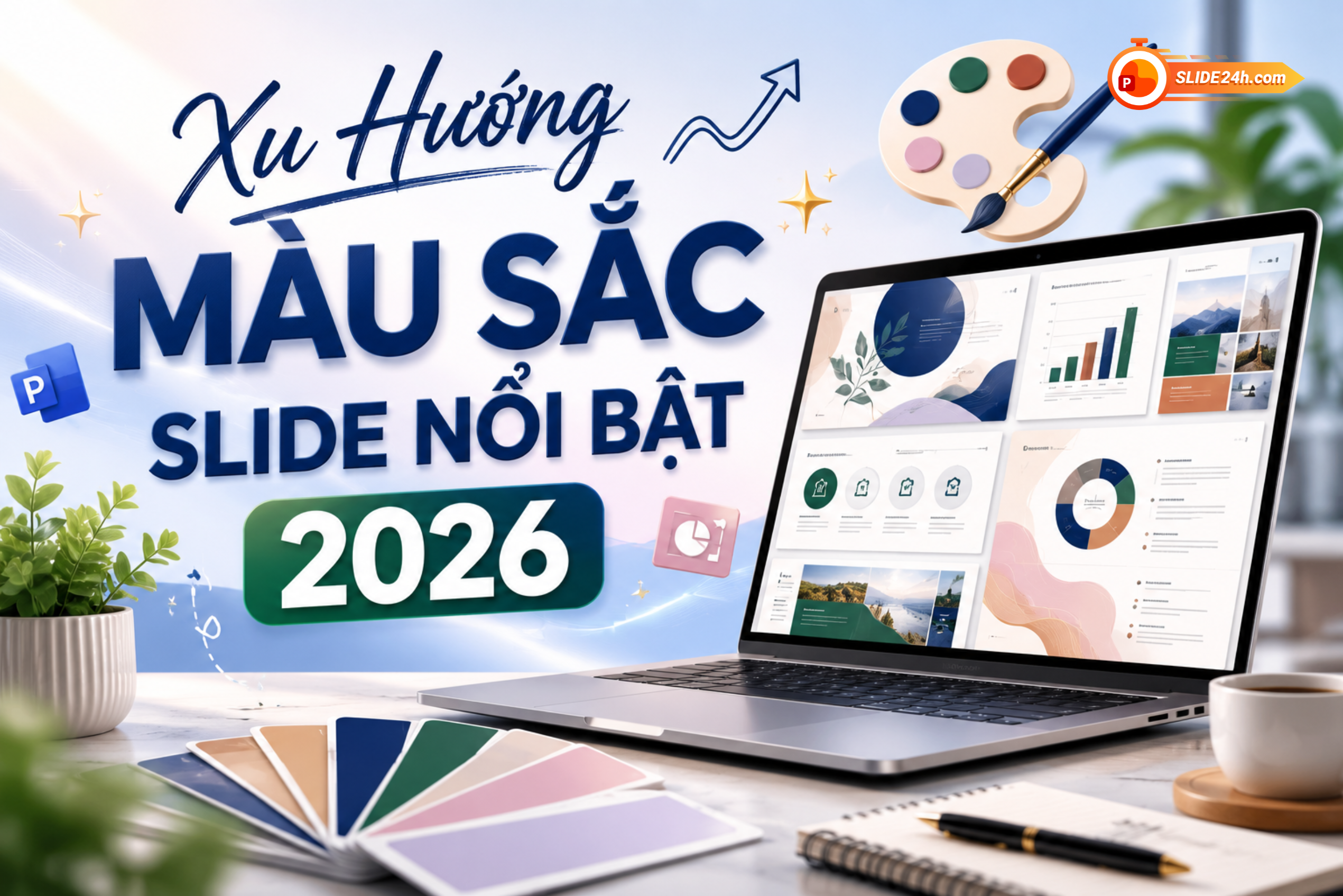 xu hướng màu sắc thiết kế năm 2026 nổi bật cho slide thuyết trình