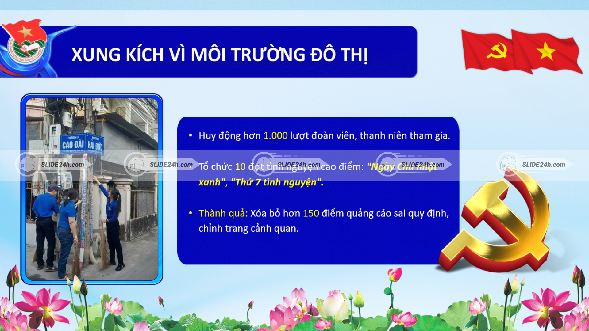 Xung kích vì môi trường đô thị với hoạt động Ngày Chủ nhật xanh và Thứ 7 tình nguyện.