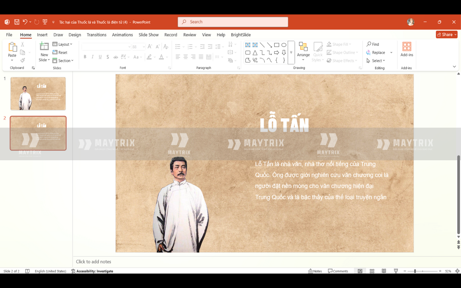 Template PowerPoint Nhà Văn Lỗ Tấn